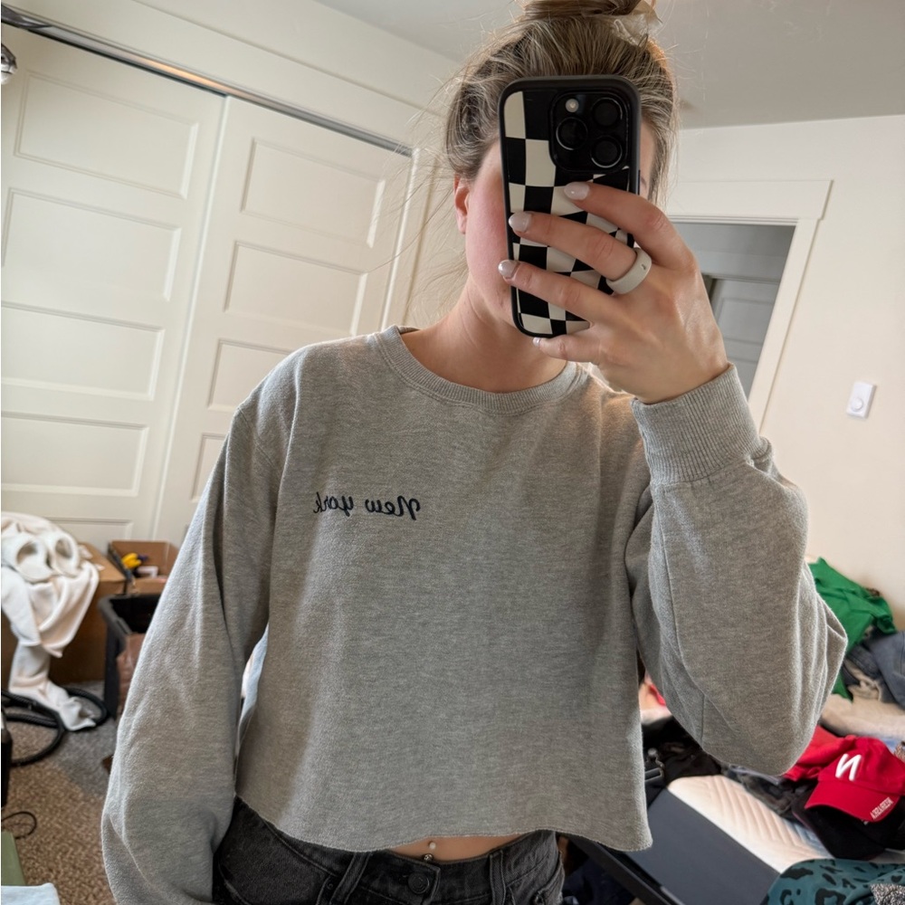 Gray Cropped Sweatshirt